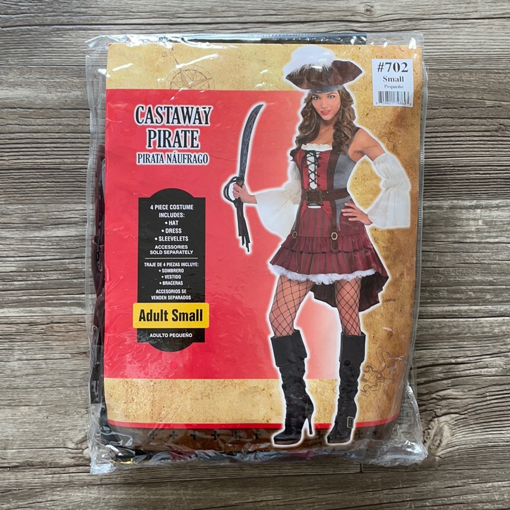 Castaway Pirate Strapless Dress - Red and Black